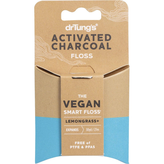 Dr Tung's- Smart Vegan Dental Floss Activated Charcoal Lemongrass-27m