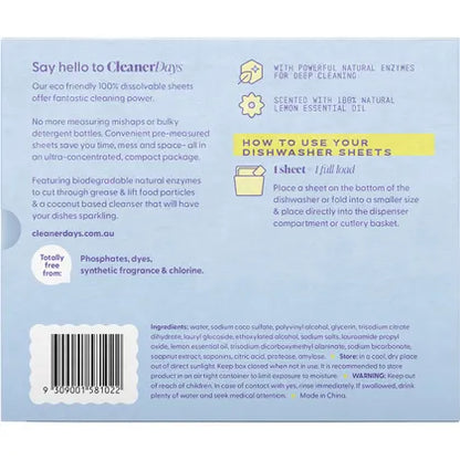 Cleaner Days- Dishwasher Detergent Sheets Lemon-60pcs