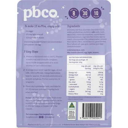 PBco- Double Choc Chip Muffin Mix 94% Sugar Free-340g