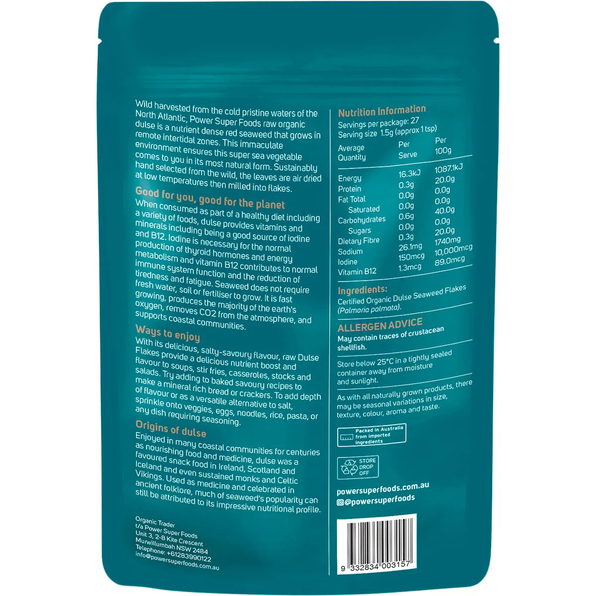 Power Super Foods- Dulse Flakes Certified Organic-40g