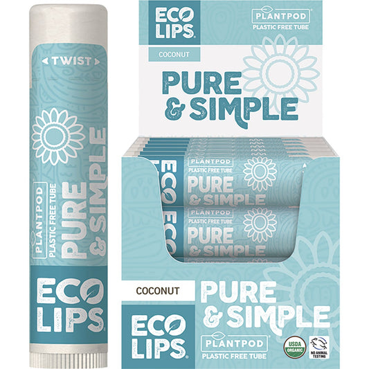 Eco Lips- Lip Balm Display Pure & Simple Coconut-24x4.25g