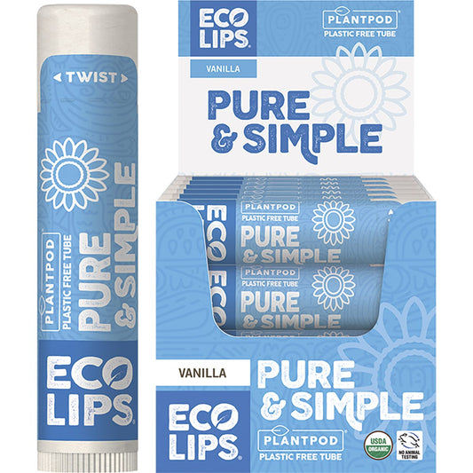 Eco Lips- Lip Balm Display Pure & Simple Vanilla-24x4.25g