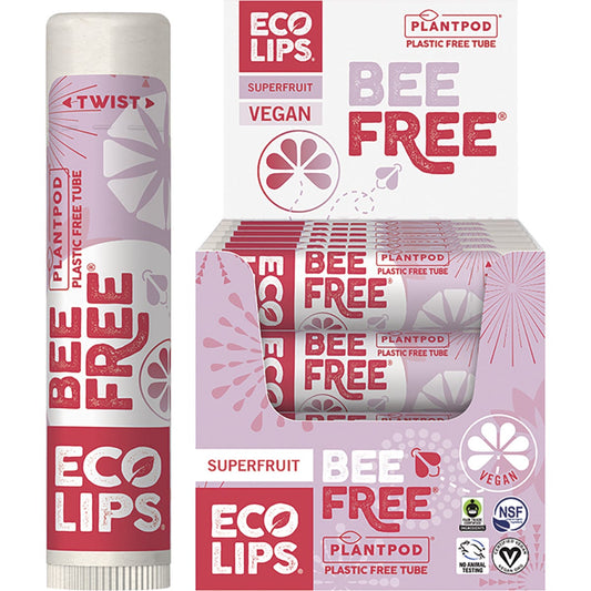 Eco Lips- Lip Balm Display Bee Free Superfruit-24x4.25g