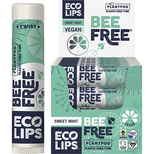 Eco Lips- Lip Balm Display Bee Free Sweet Mint-24x4.25g