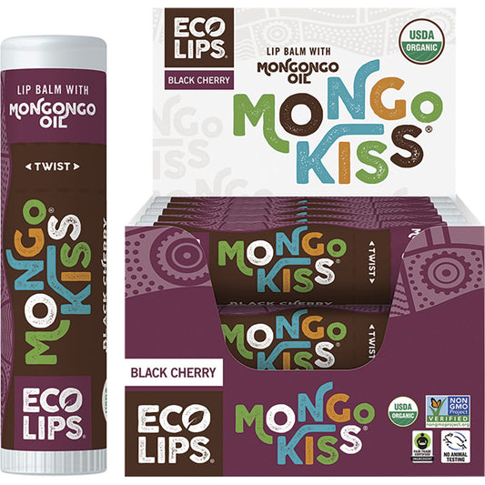 Eco Lips- Lip Balm Display Mongo Kiss Black Cherry-15x7g