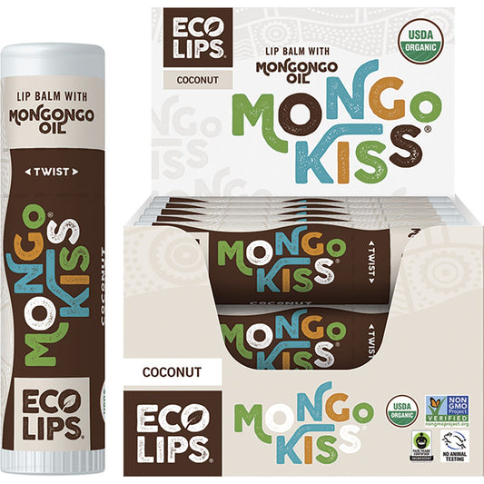 Eco Lips- Lip Balm Display Mongo Kiss Coconut-15x7g