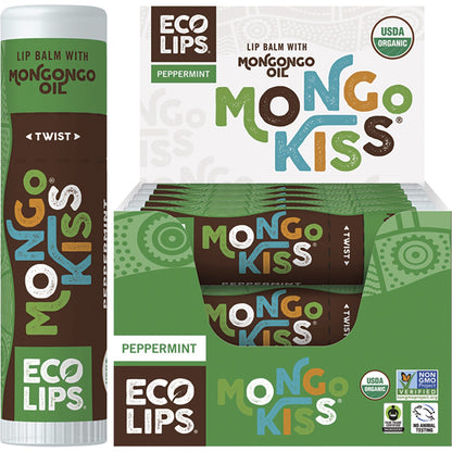Eco Lips- Lip Balm Display Mongo Kiss Peppermint-15x7g