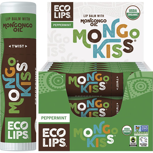 Eco Lips- Lip Balm Display Mongo Kiss Peppermint-15x7g