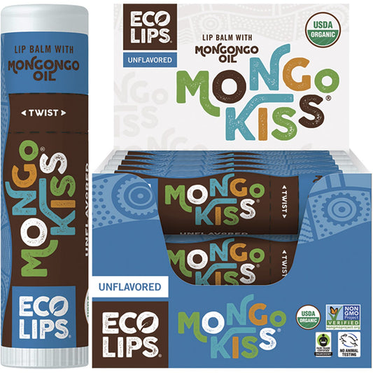 Eco Lips- Lip Balm Display Mongo Kiss Unflavoured-15x7g
