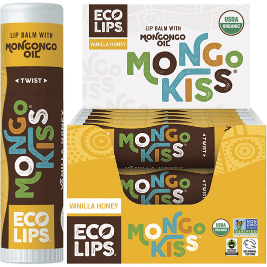 Eco Lips- Lip Balm Display Mongo Kiss Vanilla Honey-15x7g