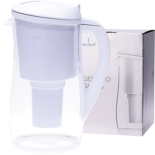 Ecobud- Gentoo Glass Water Filter Jug White-1.5L