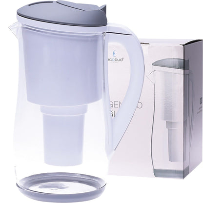Ecobud- Gentoo Glass Water Filter Jug Grey & White-1.5L