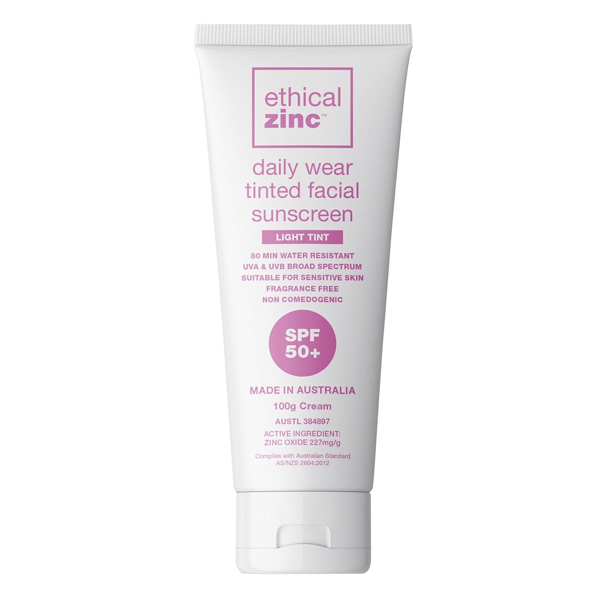 Ethical Zinc- Daily Wear Tinted Facial Sunscreen Light Tint SPF 50+-100g