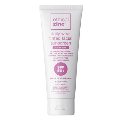 Ethical Zinc- Daily Wear Tinted Facial Sunscreen Light Tint SPF 50+-100g