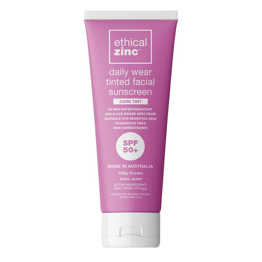 Ethical Zinc- Daily Wear Tinted Facial Sunscreen Dark Tint SPF 50+-100g