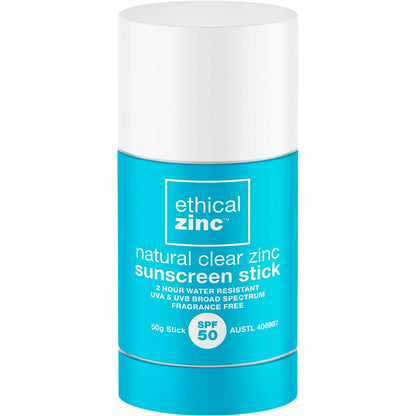 Ethical Zinc- Natural Clear Zinc Sunscreen Stick SPF 50-50g
