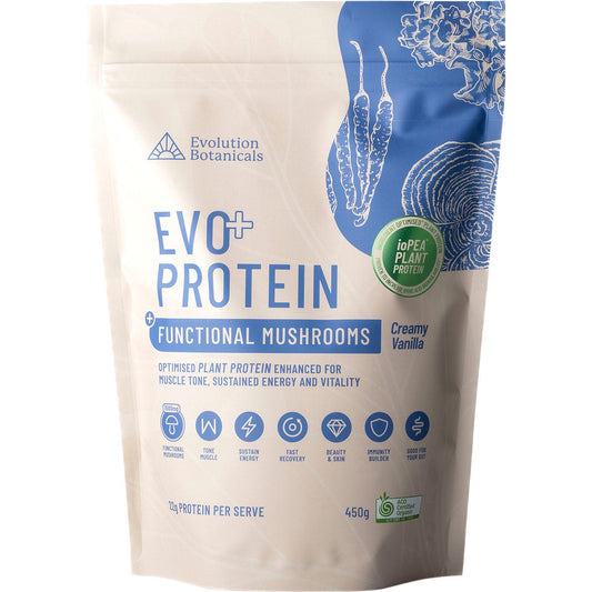 Evolution Botanicals- EVO+ Protein Functional Mushrooms Creamy Vanilla-450g