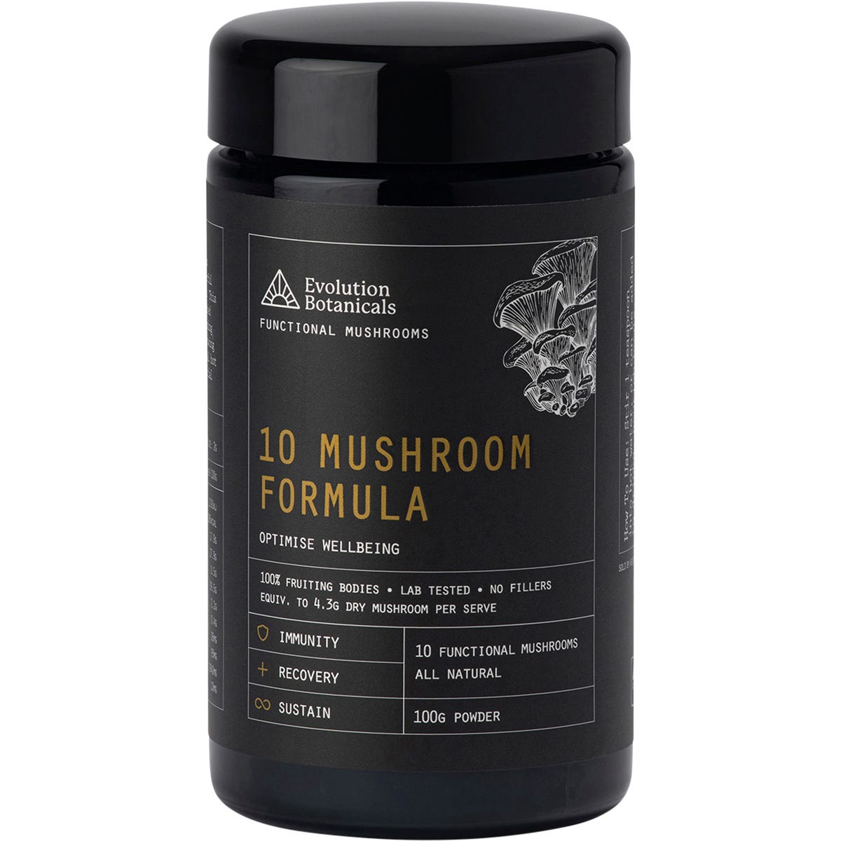 Evolution Botanicals- 10 Mushroom Formula Optimise Wellbeing-100g