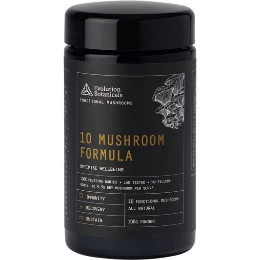 Evolution Botanicals- 10 Mushroom Formula Optimise Wellbeing-100g