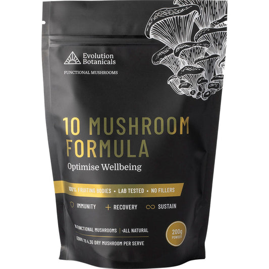 Evolution Botanicals- 10 Mushroom Formula Optimise Wellbeing-200g