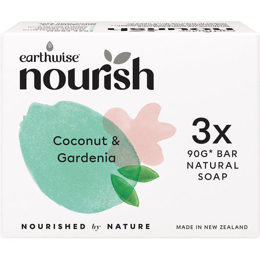 Earthwise Nourish- Natural Soap Bar Coconut & Gardenia-3pk