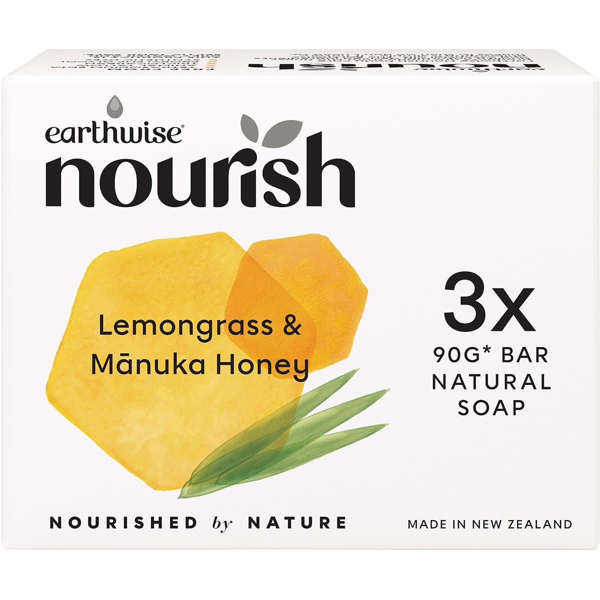 Earthwise Nourish- Natural Soap Bar Lemongrass & Manuka Honey-3pk