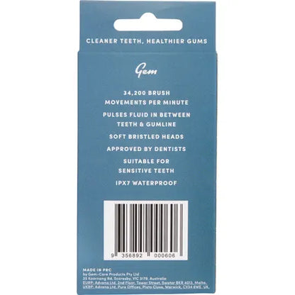 Gem- Electric Toothbrush Replacement Heads Mint-2pk