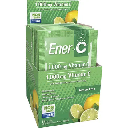 Martin & Pleasance- Ener-C 1000mg Vitamin C Drink Mix Lemon Lime Sachets-12pk