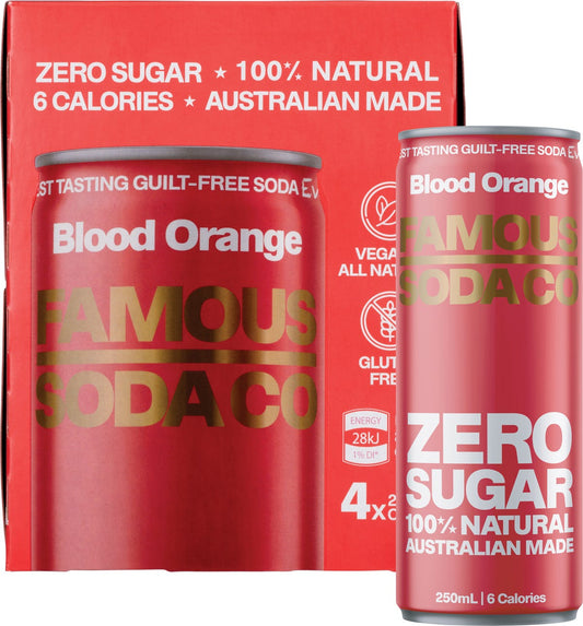 Famous- Zero Sugar Soda Blood Orange-4x250ml