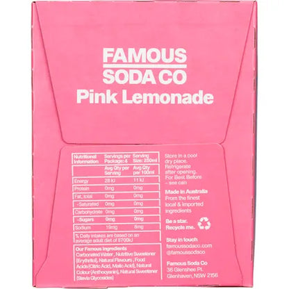 Famous- Zero Sugar Soda Pink Lemonade-4x250ml