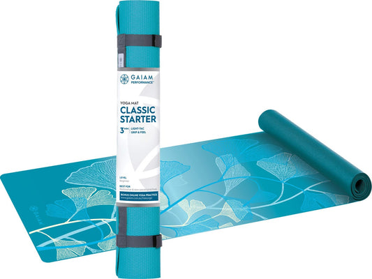 Gaiam- Yoga Mat Classic Starter 3mm Light Blue Flower 61cmx173cm