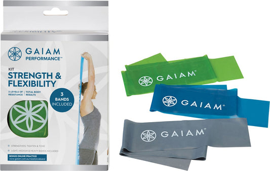 Gaiam- Strength & Flexibility Kit Light, Medium & Heavy Bands