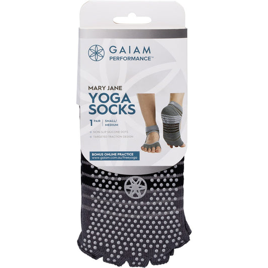 Gaiam- Yoga Socks Grippy Mary Jane Small-Medium-1 Pair