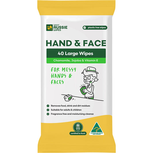 Great Aussie Wipes- Hand & Face Large Wipes-40pk