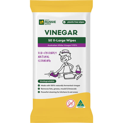 Great Aussie Wipes- Vinegar X-Large Natural Cleaning Wipes-50pk