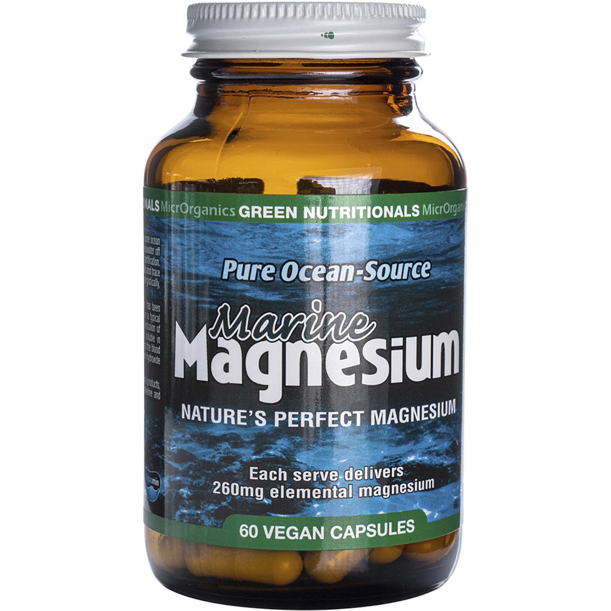 Green Nutritionals- Marine Magnesium Vegan Capsules 260mg-60 Caps
