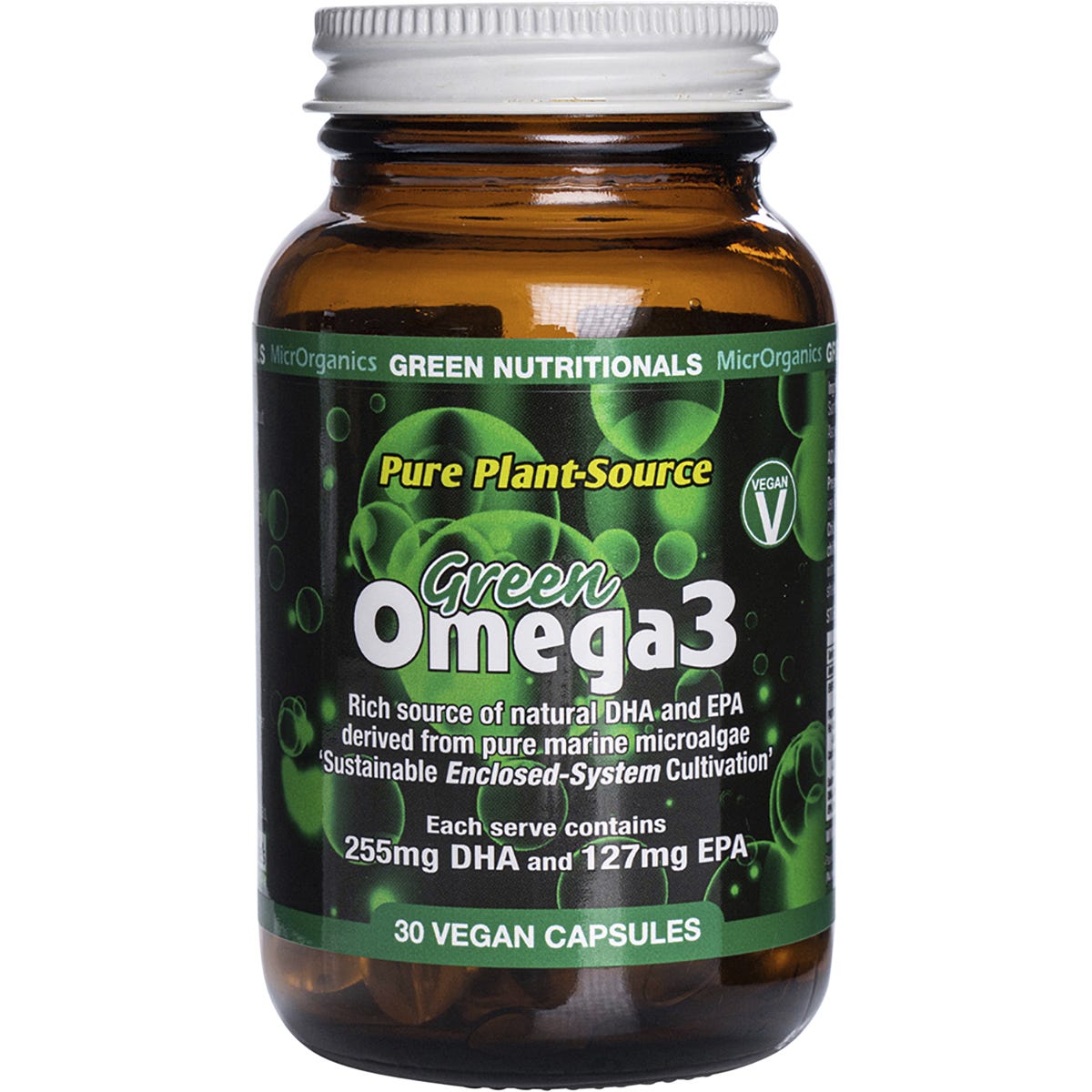 Green Nutritionals- Green Omega3 Vegan Capsules 255mg + 127mg-30 Caps