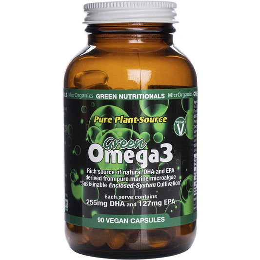 Green Nutritionals- Green Omega3 Vegan Capsules 255mgDHA + 127mgEPA-90 Caps