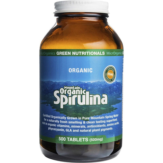 Green Nutritionals- Mountain Organic Spirulina Tablets 500mg-200 Tabs