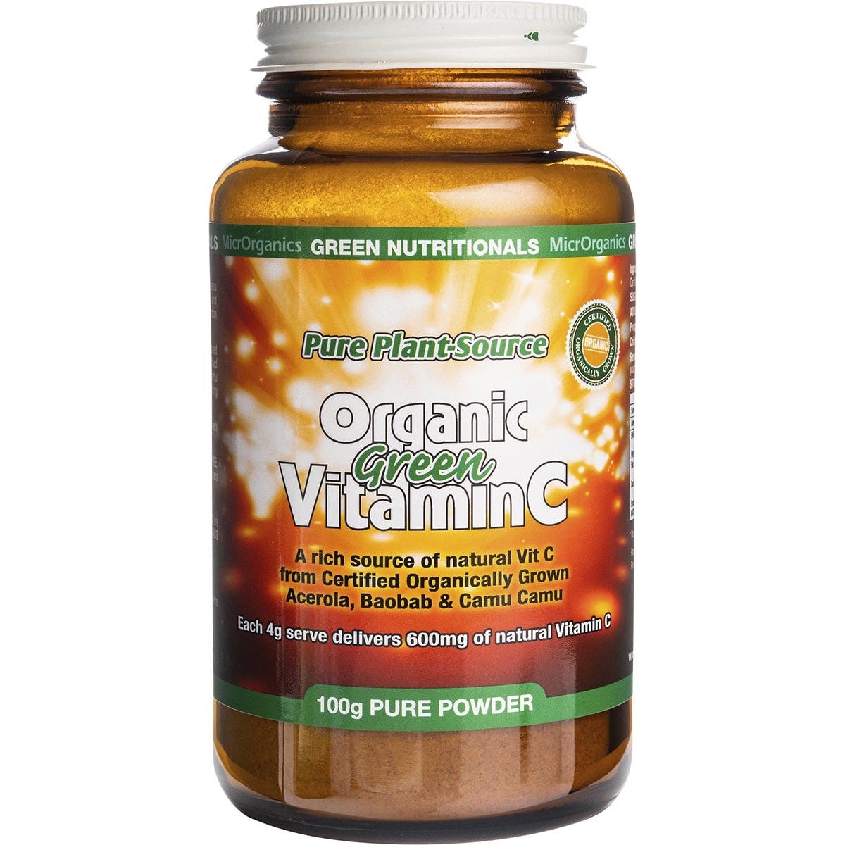Green Nutritionals- Organic Green Vitamin C Powder 600mg-100g