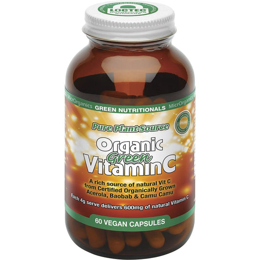 Green Nutritionals- Organic Green Vitamin C Vegan Capsules 600mg-60 Caps