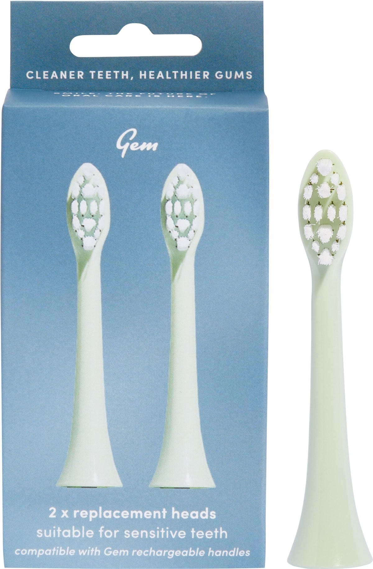 Gem- Electric Toothbrush Replacement Heads Mint-2pk