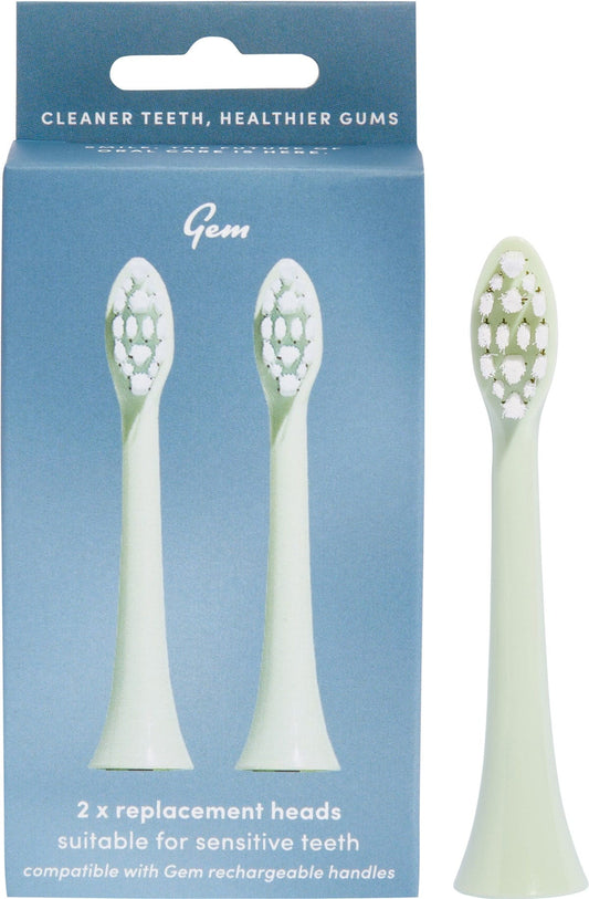 Gem- Electric Toothbrush Replacement Heads Mint-2pk