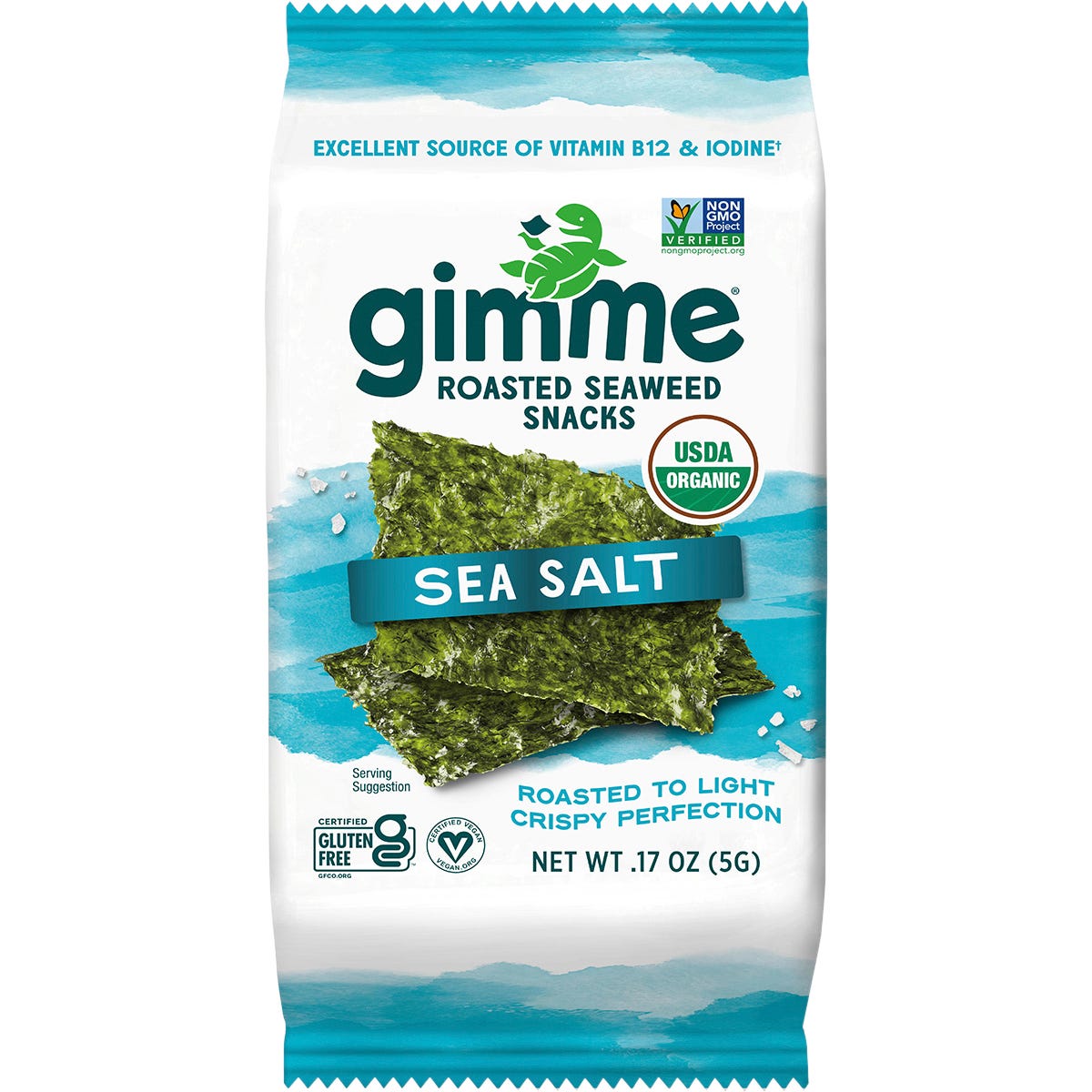 GIMME- Roasted Seaweed Snacks Sea Salt-6x5g