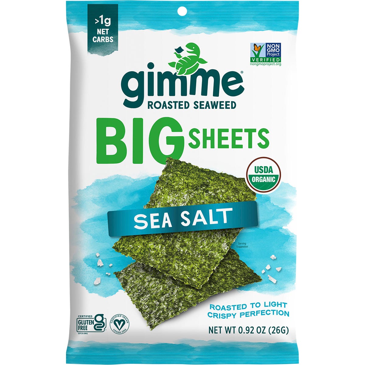 GIMME- Roasted Seaweed Big Sheets Sea Salt 7 Sheets-26g