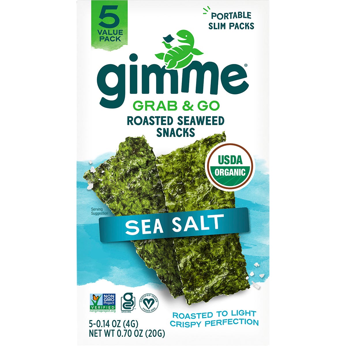 GIMME- Roasted Seaweed Snacks Grab & Go Sea Salt-5x4g