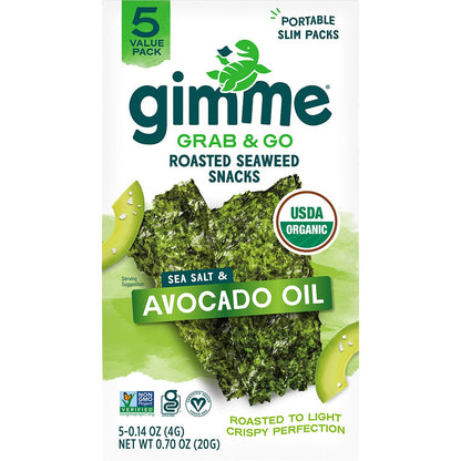 GIMME- Roasted Seaweed Snacks Grab & Go Sea Salt & Avocado Oil 7 Sheets - 26g