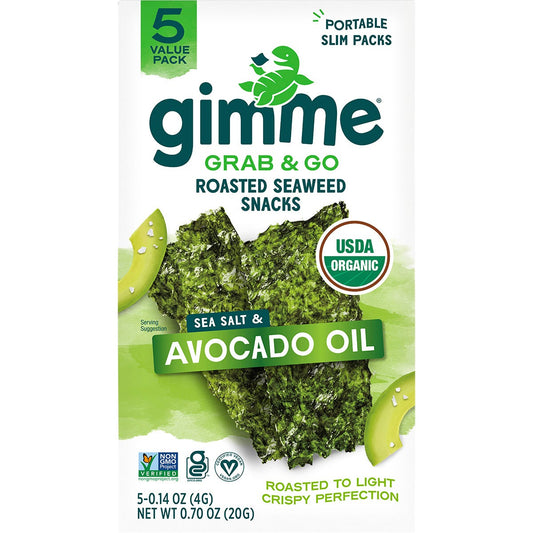 GIMME- Roasted Seaweed Snacks Grab & Go Sea Salt & Avocado Oil 7 Sheets - 26g