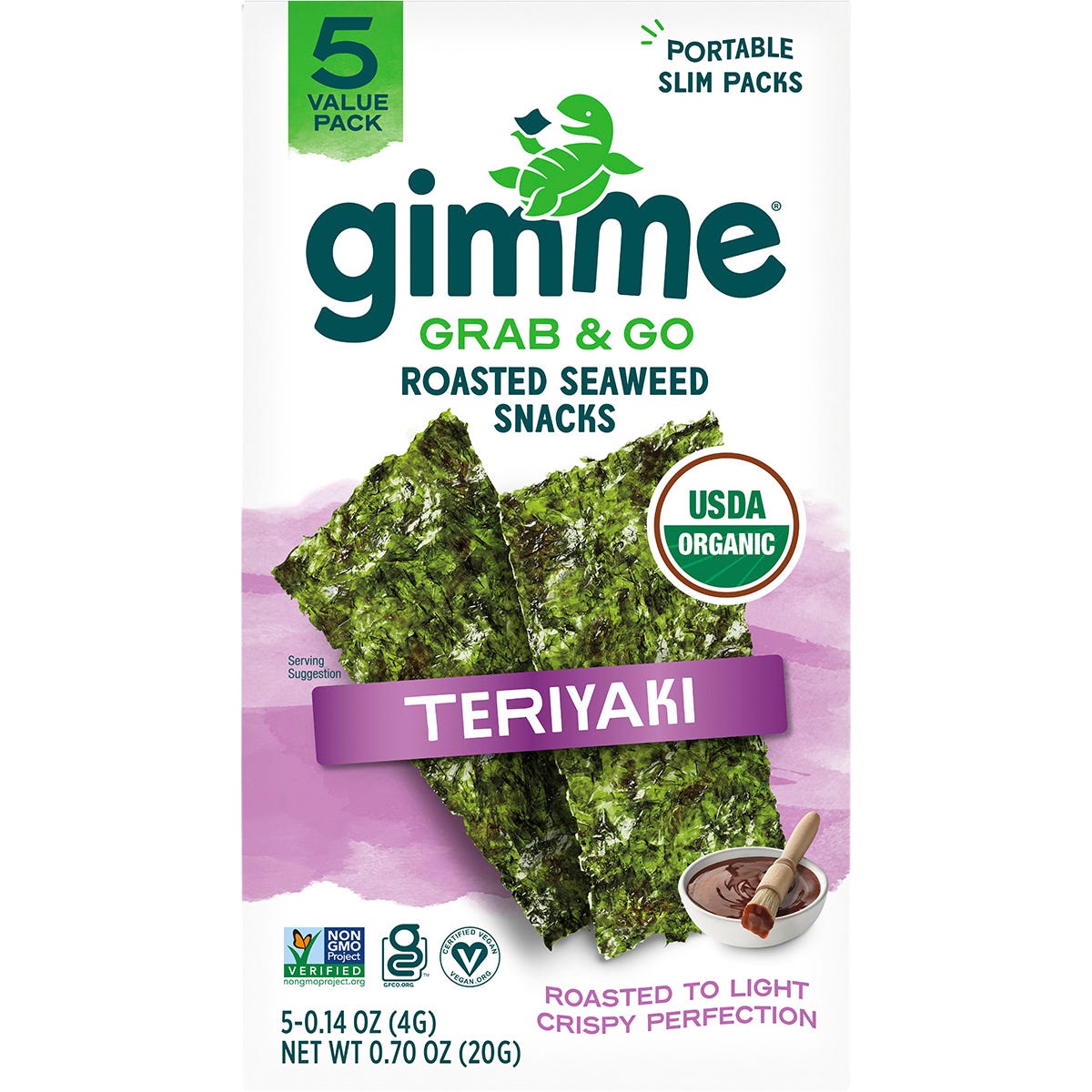 GIMME- Roasted Seaweed Snacks Grab & Go Teriyaki-5x4g