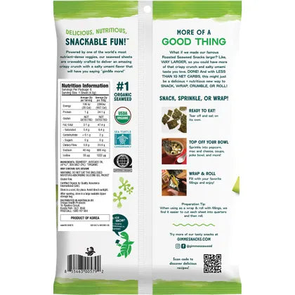 GIMME- Roasted Seaweed Big Sheets Sea Salt&Avocado Oil 7 Sheets-26g